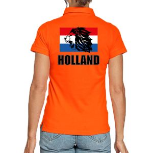 Holland met leeuw en vlag oranje poloshirt Holland / Nederland supporter EK/ WK voor dames - Feestshirts