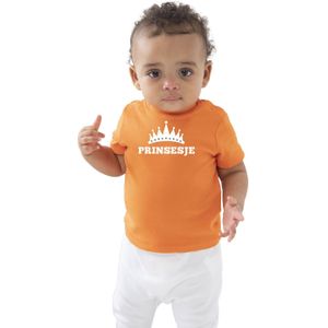 Prinsesje met kroon Koningsdag t-shirt oranje baby/peuter voor meisjes - Feestshirts