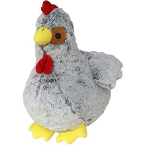 Pluche kip knuffel - 30 cm - grijs - boederijdieren kippen knuffels - Vogel knuffels