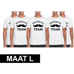 5x Vrijgezellenfeest Team t-shirt wit heren Maat L - Feestshirts