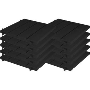 EDA Tuintegel/terrastegel - 10x - zwart - kunststof - weerbestendig - 38 x 38 cm - vlonder vloertegels