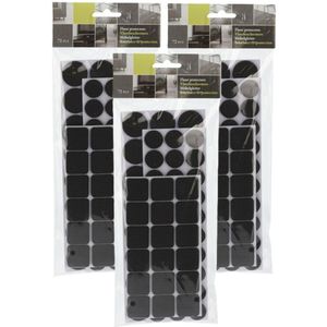 Meubelviltjes/antislip beschermers - zwart - 216x - kunststof - 3 formaten mix 20/25/28 mm - Meubelviltjes