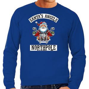 Foute Kersttrui / outfit Santas angels Northpole blauw voor heren - kerst truien
