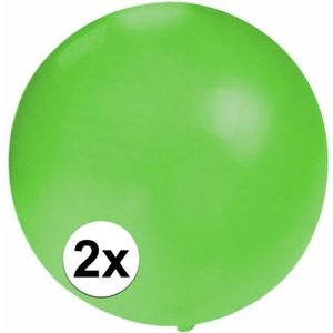 2x Ronde groene ballonnen van 60 cm groot - Ballonnen