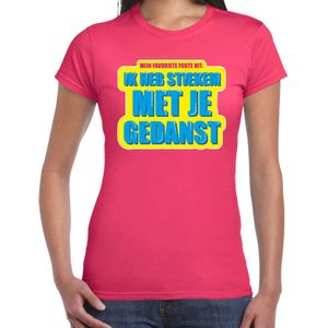 Foute party Stiekem met je gedanst verkleed t-shirt roze dames - Foute party hits outfit/ kleding - Feestshirts