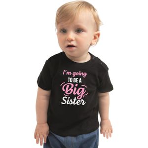 Going to be a big sister cadeau t-shirt zwart baby/ meisje - Aankodiging zwangerschap grote zus - Feestshirts