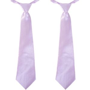 2x stuks carnaval/feest stropdas lilapaars 40 cm voor volwassenen - Verkleedstropdassen