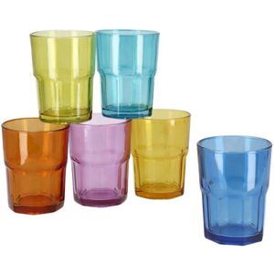 Set van 24x stuks gekleurde waterglazen/drinkglazen van 285 ML - Drinkglazen