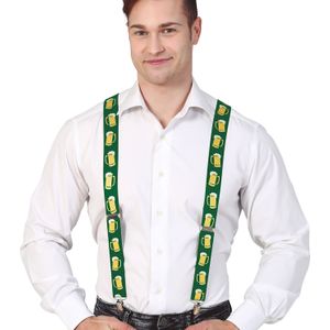 Verkleed bretels voor volwassenen - groen - Oktoberfest - verkleed accessoires - carnaval - bier - Verkleedbretels