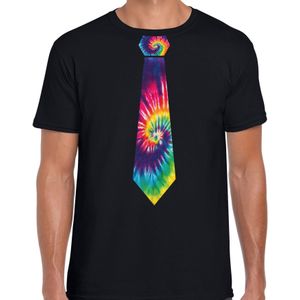 Hippie t-shirt voor heren - tie dye stropdas - jaren 60 themafeest - Feestshirts