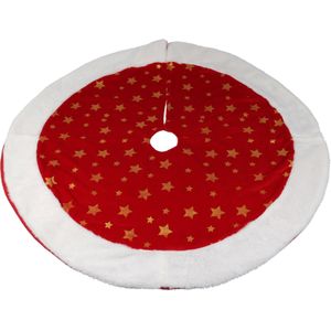Kerstboomrok - velvet -rood met sterren - D90 cm - polyester - Kerstboomrokken