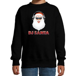 Stoere kersttrui / sweater DJ Santa zwart voor kinderen - kerst truien kind