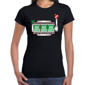 Bad / good Santa fout Kerst t-shirt zwart voor dames - kerst t-shirts