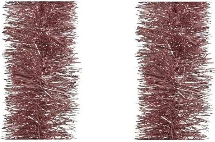 4x stuks oud roze kerstslingers kerstboom 10 cm breed x 270 cm versiering - Kerstslingers
