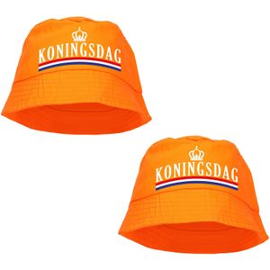 4x stuks Koningsdag bucket hat / zonnehoedje oranje voor dames en heren - Verkleedhoofddeksels