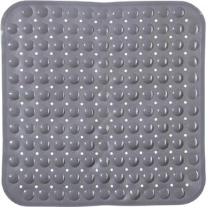 Anti-slip badkamer douche/bad mat grijs 54 x 54 cm vierkant - Badkamermat met zuignappen