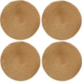 Decoris placemats - 4x st - goud - D38 cm - kunststof - rond - tafel onderleggers - Placemats