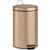 Pedaalemmer/vuilnisbak metaal 12 liter inhoud goud kleur - Pedaalemmers