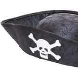 Carnaval verkleed hoed voor een Piraat - zwart - polyester - kinderen - Verkleedhoofddeksels