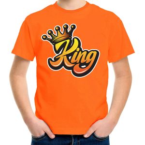 Koningsdag t-shirt voor kinderen/jongens - King - oranje - feestkleding - Feestshirts