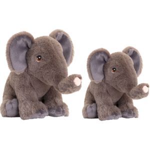 Keel Toys - Pluche knuffel dieren set 2x olifanten 25 en 35 cm - Knuffeldier
