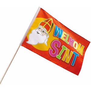 Voordeelset van 8x stuks welkom Sint zwaaivlaggetjesgetjes 30 x 45 cm - zwaaivlaggen