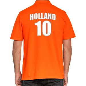 Oranje supporter poloshirt met rugnummer 10 - Holland / Nederland fan shirt voor heren - Feestshirts