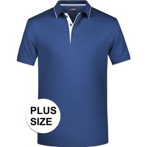 Plus size polo t-shirt high quality navy/wit voor heren - Polo shirts