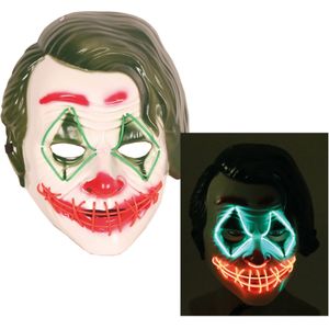 Horror clown Gezichtsmasker - met led verlichting - voor volwassenen  - Verkleedmaskers