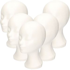 10 witte paspop hoofden van piepschuim - Hobbybasisvoorwerp
