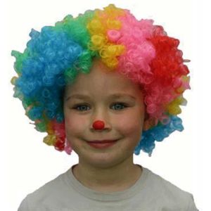 Clown verkleed pruik kinderen gekleurd - Verkleedpruiken