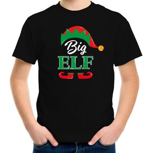 Big elf Kerst t-shirt zwart voor kinderen - kerst t-shirts kind