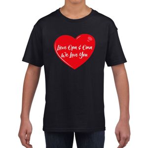 Lieve opa en oma we love you t-shirt zwart voor kinderen - Feestshirts