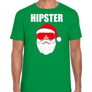 Fout Kerstshirt / Kerst outfit Hipster Santa groen voor heren - kerst t-shirts