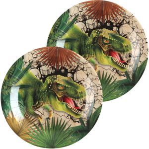 Dinosaurus thema feest wegwerpbordjes - 20x stuks - 23 cm - dino/t-rex themafeest - Feestbordjes