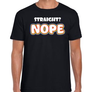 Gay Pride shirt - straight? nope - regenboog - heren - zwart - Feestshirts