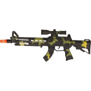 Verkleed speelgoed Politie/soldaten geweer - machinegeweer - zwart/geel - plastic - 38 cm - Verkleedattributen