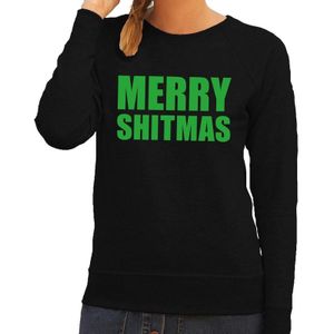 Foute kersttrui Merry Shitmas zwart  voor dames - kerst truien