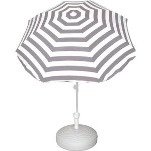 Parasol grijs wit met standaard - Parasolvoeten