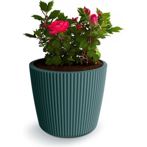 Plantenpot/bloempot Buckingham - buiten/binnen - kunststof - zeeblauw - D17 x H15 cm - Plantenpotten