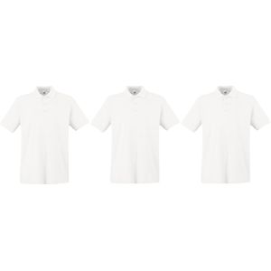 3-Pack maat L wit poloshirt premium van katoen voor heren - Polo shirts