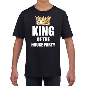 Koningsdag t-shirt King of the house party zwart voor kinderen - Feestshirts