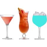 Geslaagd cadeau - cocktailgazen set - 12x stuks - 3 verschillende soorten - Cocktailglazen