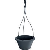 4x Kunststof Respana hangende bloempotten/plantenpotten antraciet 2 liter met sierlijke ophanghaak - Plantenpotten