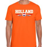 Oranje / Holland supporter t-shirt / shirt oranje met Nederlandse vlag voor heren - Feestshirts