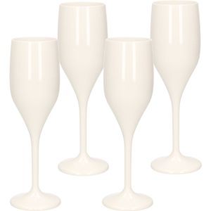 Set van 10x stuks champagne/prosecco flutes glazen wit 150 ml van onbreekbaar kunststof - Champagneglazen