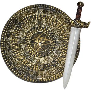 Romeinse ridder krijger verkleed set wapens zwaard 74 cm/Schild 45 cm voor volwassenen - Verkleedattributen