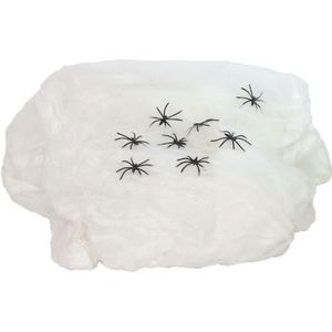 Witte spinnenweb/spinnenrag hangdecoratie glow in the dark 500 gram - Feestdecoratievoorwerp