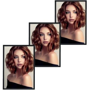Zep - 3x stuks - Fotolijst - zwart - metaal - glas - staand - geschikt voor foto - 15 x 20 cm - Fotolijsten
