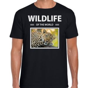 Luipaard t-shirt met dieren foto wildlife of the world zwart voor heren - T-shirts